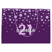 Grand Sac Cadeau 21e anniversaire rose violet nom diamants (Dos)