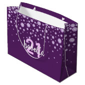 Grand Sac Cadeau 21e anniversaire rose violet nom diamants (Dos Angle)
