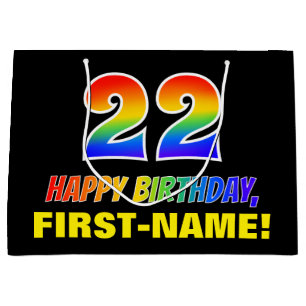 Grand Sac Cadeau 22e anniversaire : Bold, amusant, simple, arc-en-c