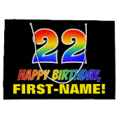 Grand Sac Cadeau 22e anniversaire : Bold, amusant, simple, arc-en-c (Dos)