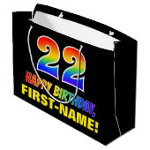 Grand Sac Cadeau 22e anniversaire : Bold, amusant, simple, arc-en-c (Dos Angle)