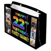 Grand Sac Cadeau 22e anniversaire : Rainbow Text, Custom Photos & N (Dos Angle)