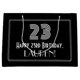 Grand Sac Cadeau 23e anniversaire — Art Déco Inspiré Look "23" & No