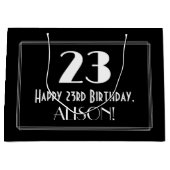 Grand Sac Cadeau 23e anniversaire : Art Déco Style inspiré "23", No (Devant)