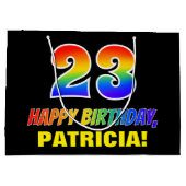 Grand Sac Cadeau 23e anniversaire : Bold, amusant, simple, arc-en-c (Dos)