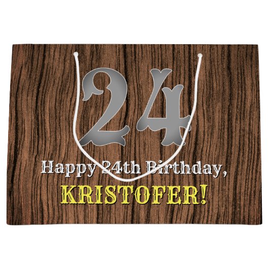 Grand Sac Cadeau 24e anniversaire : Pays inspiré par l'Ouest Look,  (Devant)