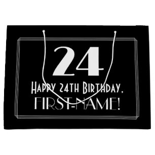 Grand Sac Cadeau 24e anniversaire : Style Art Déco inspiré "24", 