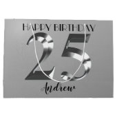 Grand Sac Cadeau 25e anniversaire d'argent métallique (Dos)