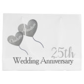 Grand Sac Cadeau 25e anniversaire du Mariage ballon d'argent (Dos)