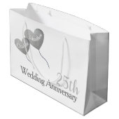 Grand Sac Cadeau 25e anniversaire du Mariage ballon d'argent (Dos Angle)