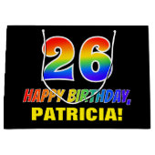 Grand Sac Cadeau 26e anniversaire : Bold, amusant, simple, arc-en-c (Devant)