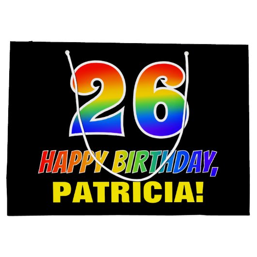 Grand Sac Cadeau 26e anniversaire : Bold, amusant, simple, arc-en-c (Dos)