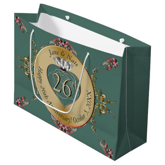Grand Sac Cadeau 26e/Tout anniversaire de Mariage (Devant Angle)