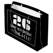 Grand Sac Cadeau 26ème anniversaire ~ Art Déco Inspiré Look "26" + (Dos Angle)