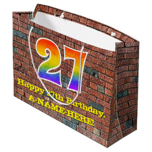 Grand Sac Cadeau 27e anniversaire : Amusant, Arc-en-ciel inspiré pa