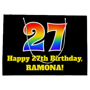 Grand Sac Cadeau 27e anniversaire ~ Amusant, coloré, Vibrant, Arc-e