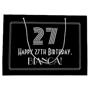 Grand Sac Cadeau 27e anniversaire — Art Déco Inspiré Look "27" & No