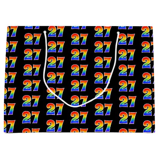 Grand Sac Cadeau 27e anniversaire : Fun Rainbow Event Numéro 27 Mot (Devant)