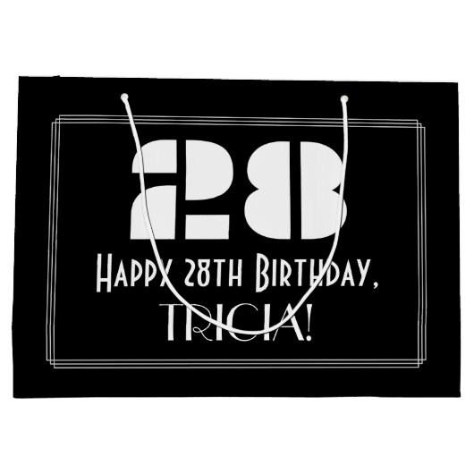 Grand Sac Cadeau 28e anniversaire ~ Art Déco Inspiré Look "28" + No (Dos)