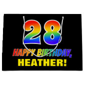 Grand Sac Cadeau 28e anniversaire : Bold, amusant, simple, arc-en-c (Devant)