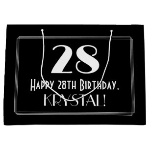 Grand Sac Cadeau 28e anniversaire : Style Art Déco inspiré "28", 