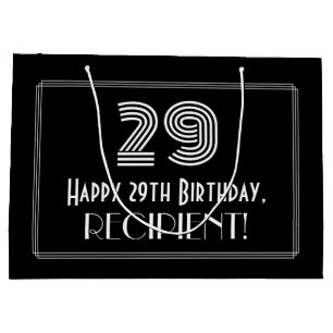 Grand Sac Cadeau 29e anniversaire — Art Déco Inspiré Look "29" & No