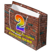 Grand Sac Cadeau 2e anniversaire : Amusant, Arc-en-ciel inspiré par (Devant Angle)