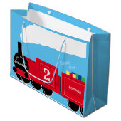 Grand Sac Cadeau 2e anniversaire garçon train personnalisé (Devant Angle)