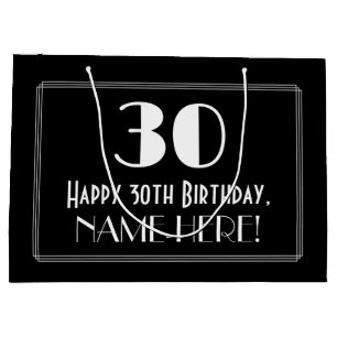 Grand Sac Cadeau 30e anniversaire : Art Déco Style inspiré "30", No