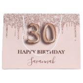 Grand Sac Cadeau 30e anniversaire blush rose parties scintillant go (Devant)