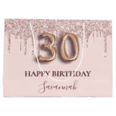 Grand Sac Cadeau 30e anniversaire blush rose parties scintillant go (Dos)