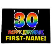 Grand Sac Cadeau 30e anniversaire : Bold, amusant, simple, Arc-en-c (Devant)