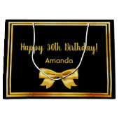 Grand Sac Cadeau 30e anniversaire noir or nom arc (Devant)