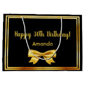 Grand Sac Cadeau 30e anniversaire noir or nom arc (Dos)