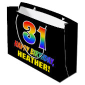 Grand Sac Cadeau 31e anniversaire : Bold, amusant, simple, arc-en-c (Dos Angle)