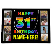 Grand Sac Cadeau 31e anniversaire : Rainbow Text, Custom Photos & N (Devant)