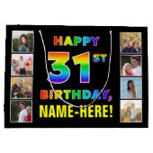 Grand Sac Cadeau 31e anniversaire : Rainbow Text, Custom Photos & N (Dos)