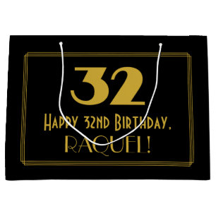 Grand Sac Cadeau 32e anniversaire — Art Déco Inspiré Look "32" & No