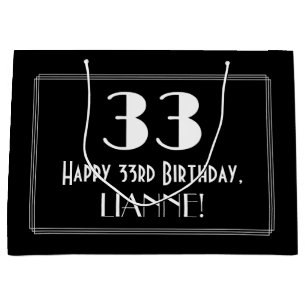 Grand Sac Cadeau 33e anniversaire : Art Déco Style inspiré "33", No