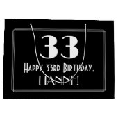 Grand Sac Cadeau 33e anniversaire : Art Déco Style inspiré "33", No (Dos)