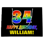 Grand Sac Cadeau 34e anniversaire : Bold, amusant, simple, arc-en-c (Devant)