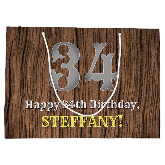 Grand Sac Cadeau 34e anniversaire : Pays inspiré par l'Ouest Look,  (Dos)