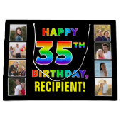 Grand Sac Cadeau 35e anniversaire : Rainbow Text, Custom Photos & N (Devant)