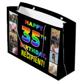 Grand Sac Cadeau 35e anniversaire : Rainbow Text, Custom Photos & N (Dos Angle)
