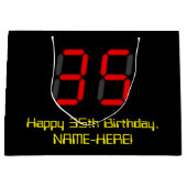 Grand Sac Cadeau 35ème anniversaire : Rouge Digital Clock Style "35 (Devant)