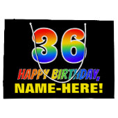 Grand Sac Cadeau 36e anniversaire : Bold, amusant, simple, arc-en-c (Dos)