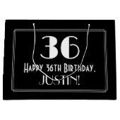 Grand Sac Cadeau 36ème anniversaire : Art Déco Style inspiré "36", (Devant)