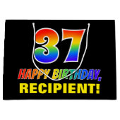 Grand Sac Cadeau 37e anniversaire : Bold, amusant, simple, arc-en-c (Devant)