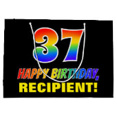 Grand Sac Cadeau 37e anniversaire : Bold, amusant, simple, arc-en-c (Dos)