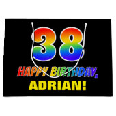 Grand Sac Cadeau 38e anniversaire : Bold, amusant, simple, arc-en-c (Devant)